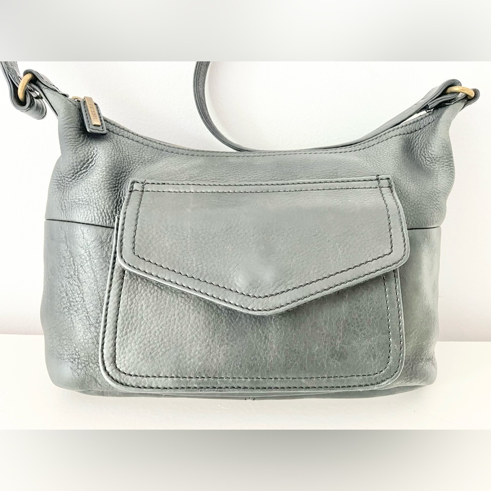 Fossil Black Leather Shoulder Bag Vintage Style 75082 - Picture 3 of 15